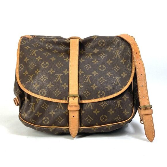 LOUIS VUITTON M42254 Monogram Saumur35 Crossbody Shoulder Bag Brown - Picture 1 of 11